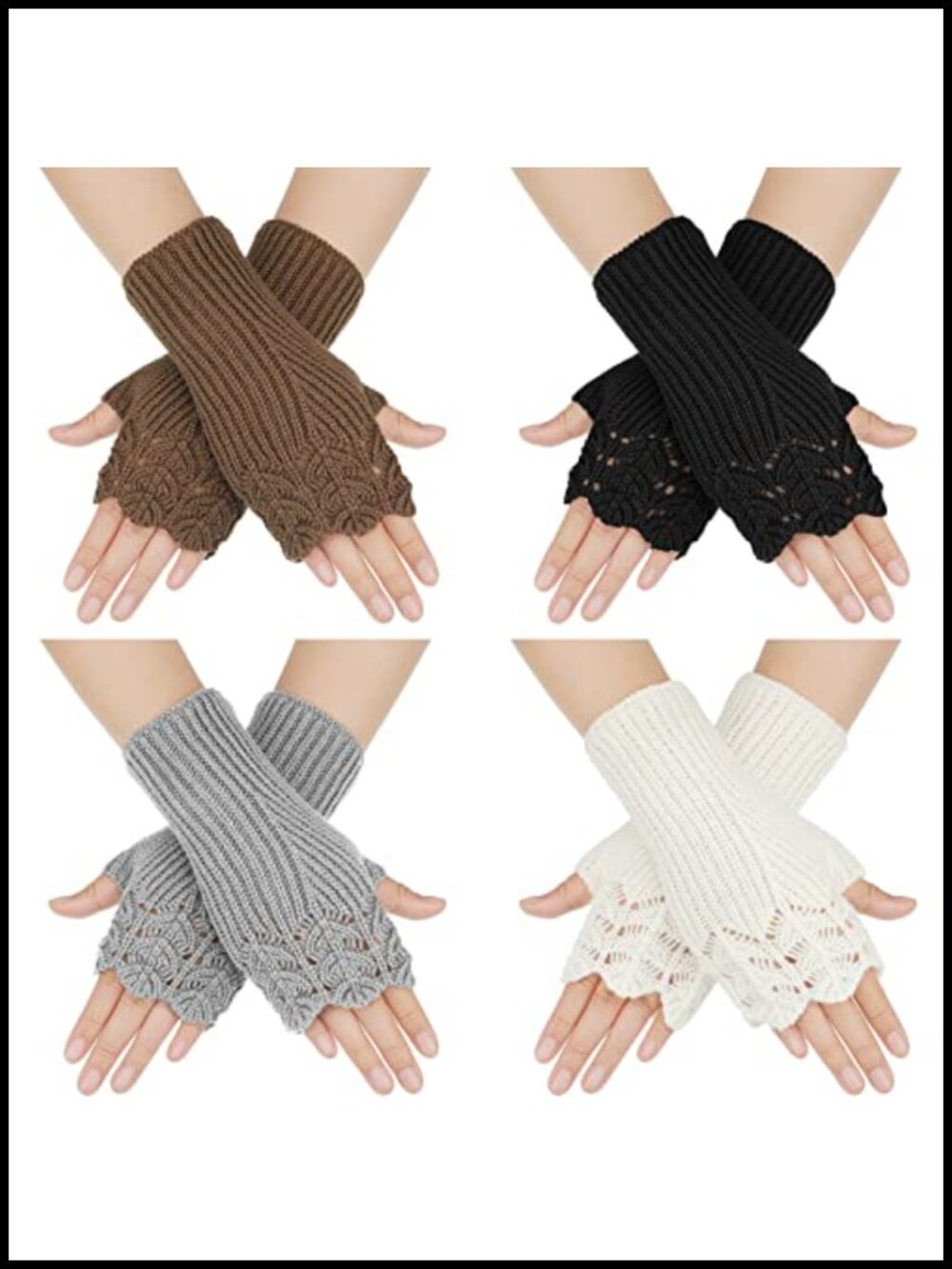 Fingerless Gloves for Women Crochet Knit Mittens Wool Fingerless
